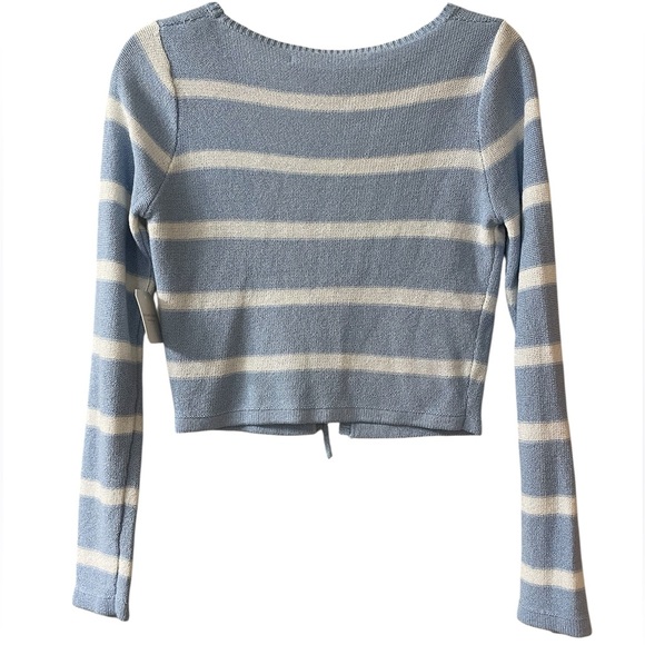 Altar’d State Blue White Striped Knit Cardigan Open Tie Small NWT - Picture 2 of 9